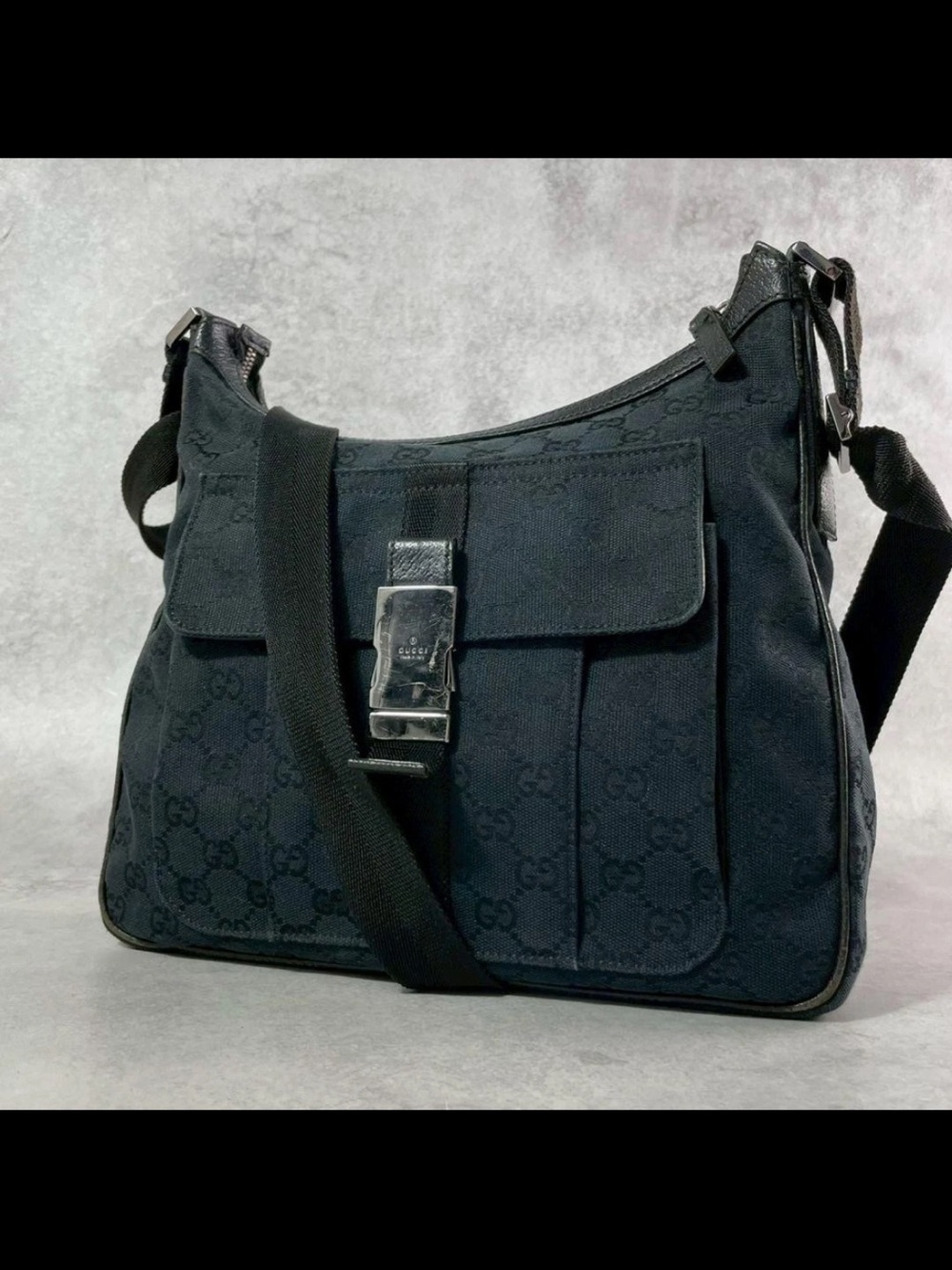 Gucci Black Monogram Crossbody Shoulder Bag